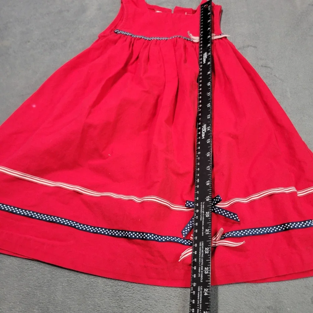 Bonnie Jean Dress‎ Girls Size 5 Red Nautical Polka Dot Bow Patriotic M36880